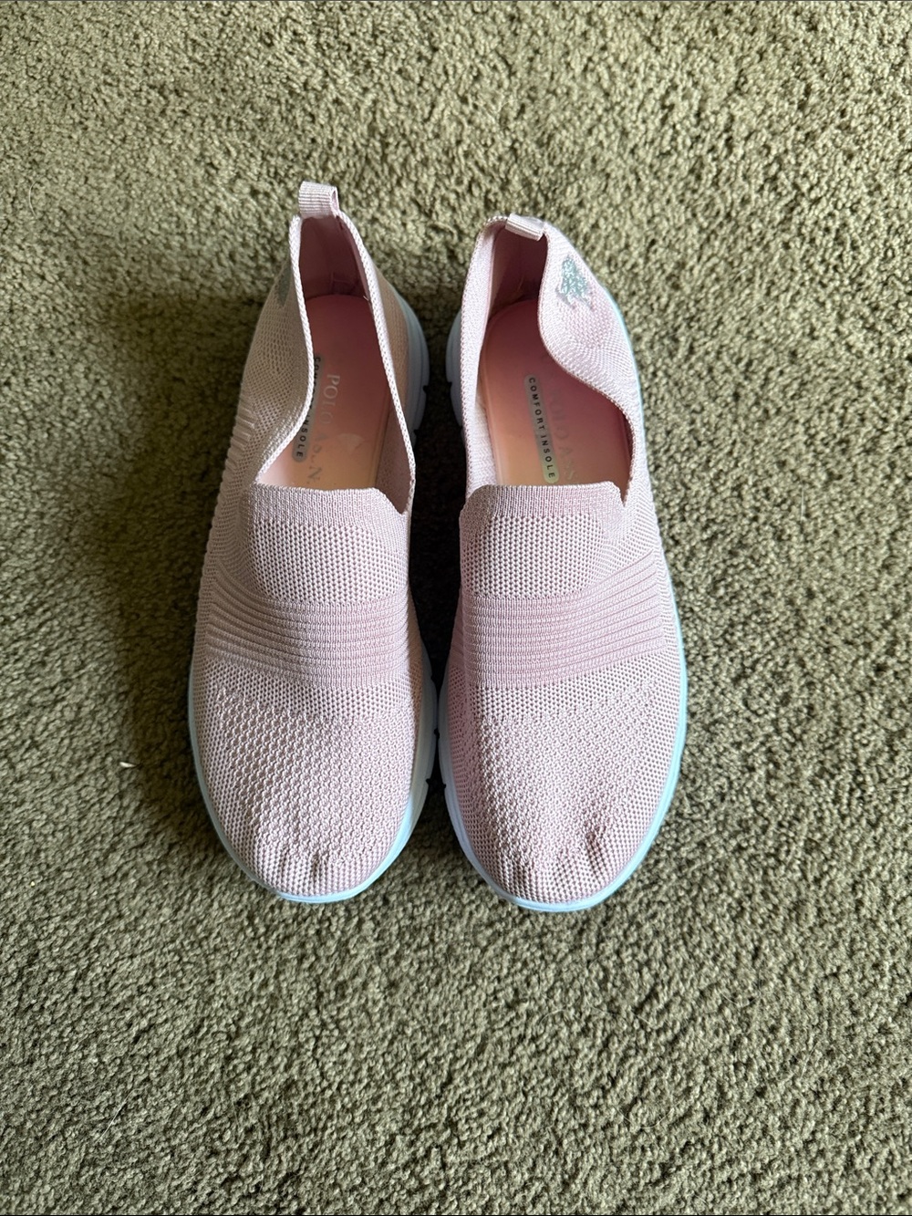 Light Pink Slip-On Knit Sneakers US Polo women’s size 7.5W NWOT